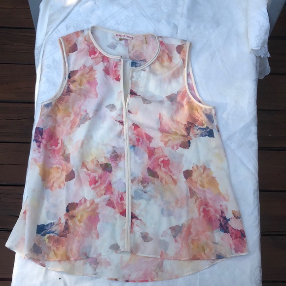 Rebecca Taylor Tops - Rebecca Taylor Summer Offwhite Floral Silk Blouse